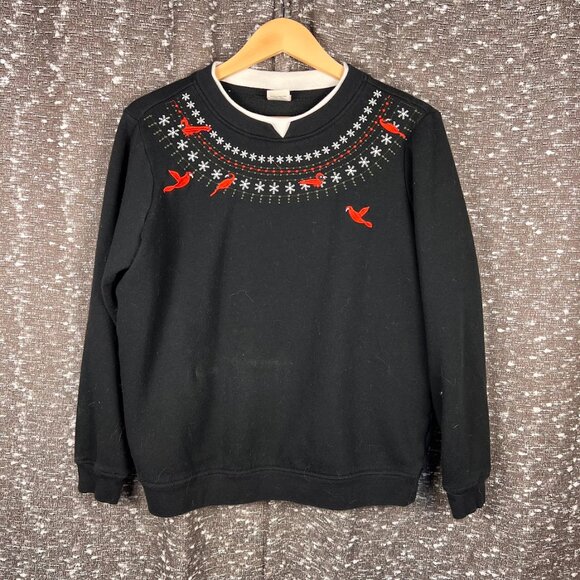 Adrian Delafield Winter Christmas Sweater Cardinals Snow Flakes - Picture 1 of 8